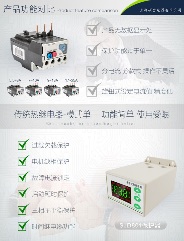 sjd801智能数字式热继电器/电动机综合保护器