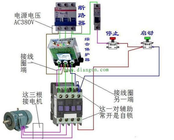 正泰电动机保护器接线图如下